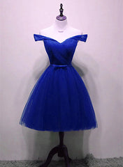 Cute Royal Blue Tulle Simple Party Dresses , Lovely Formal Dresses, Blue Homecoming Dresses