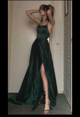 Dark Green Long Prom Dresses Formal Graduation Party Dresses