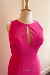 Hot Pink Mermaid Long Formal Dress with Open Back