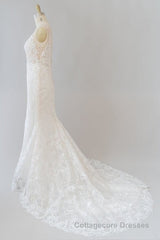 Elegant Appliques V-neck Sheath Wedding Dress