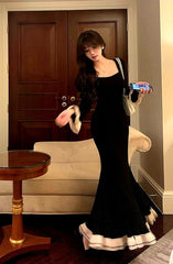 Elegant Black Mermaid Long Evening Dresses Party Long Dresses