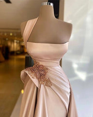 Elegant Long Champagne High Split Prom Dresses