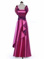 Elegant Rose Satin Flower Mother Of The Bride Dresses With Jacket