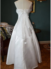 Elegant White Satin Spaghetti Straps Prom Dresses Fairy A Line Princess Dresses Evening Gown