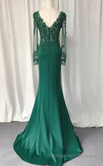 V-Neck Lace Top Mermaid Long Prom Dress