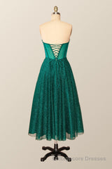 Green Corset A-line Tea Length Dress