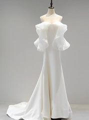 Fashion White Satin Off the Shoulder Wedding Dresses