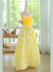 Fashion Yellow Sweetheart Long Prom Dresses