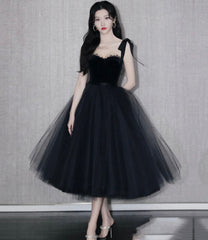 Black velvet tulle short prom dress homecoming dress