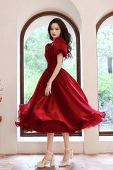 Red v neck short prom Dresses A line homeocming Dresses