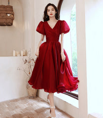 Red v neck short prom Dresses A line homeocming Dresses