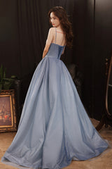 Stylish satin long prom Dresses A line evening Dresses