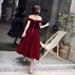 Burgundy v neck velvet short prom dress, homecoming dress