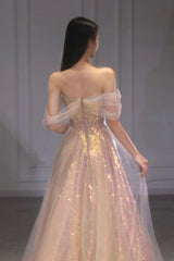 Shiny tulle sequins long prom Dresses eveing Dresses