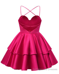 Peacock Satin Homecoming Dress Sweetheart Neck Tiered Short Graduation Dresses