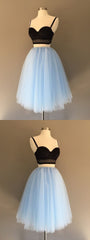 Two Piece Spaghetti Strap Tulle Homecoming Dresses