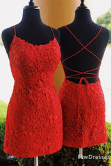 short red homecoming Dresses fitted straps red cocktail Dresses