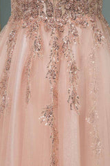 Glamorous Sequins V-Neck Long Evening Prom Dresses Floor Length