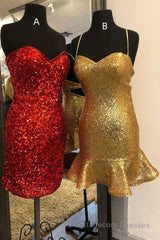 Glitter Gold Sequins Sweetheart Mini Homecoming Dress