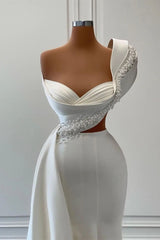 Glorious One Shoulder Sleeveless Sweetheart A-line Bridal Dresses With Beads