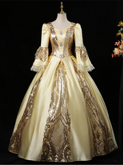 Gold Satin Sequins Rococo Baroque Antonietta Dresses