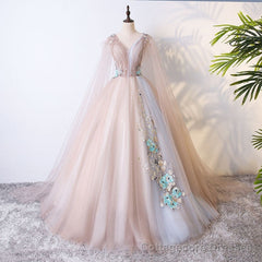 Gorgeous Ball Gown Tulle V-neckline Long Party Gown, New Prom Dress