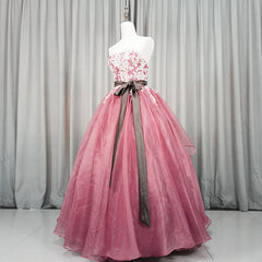 Gorgeous Dark Pink Organza with Lace Formal Gown, Quinceanera Dresses