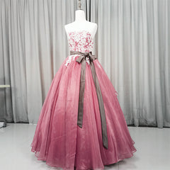 Gorgeous Dark Pink Organza with Lace Formal Gown, Quinceanera Dresses