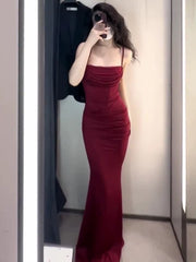 Gorgeous Mermaid Spaghetti Straps Burgundy Evening Dresses Prom Dresses Birthday Outfits