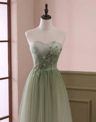 Gradient Light Green Beaded Tulle A-line Party Dresses Long Junior Prom Dresses prom Dresses shops