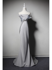 Gray Mermaid Strapless Prom Dresses