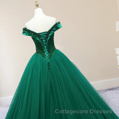 Green Beading Off the Shoulder Floor Length Quinceanera Dresses