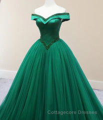 Green Beading Off the Shoulder Floor Length Quinceanera Dresses