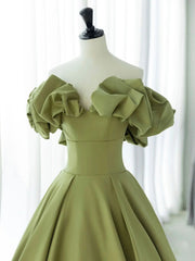 Green Satin Long Off Shoulder Formal Dresses Green Evening Dresses Prom Dresses prom Dresses shops