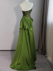 Green Sweetheart Embroidery Sheath Column Prom Dresses