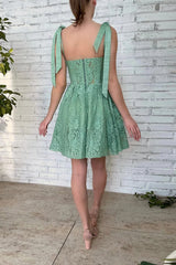 Green Sweetheart Homecoming Dress with Appliques