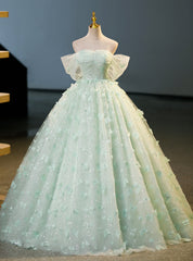 Green Tulle Sequins Off the Shoulder Butterfly Quinceanera Dresses