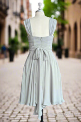 Grey A-Line Pleated Chiffon Bridesmaid Dresses