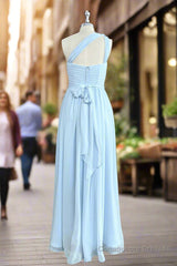 Hand-Made Flower Sleeveless One Shoulder Chiffon Sweetheart Bridesmaid Dress