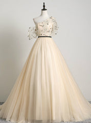 Is a Rite Of Passage Champagne Ball Gown Tulle One Shoulder Sequins Quinceanera Dress