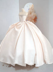 Ivory Satin Strapless Beading Pleats Wedding Dresses