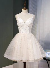 Ivory Tulle Star Sequins Homecoming Dresses