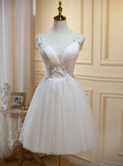 Ivory White Tulle Lace Homecoming Dresses