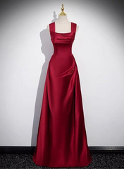 A Line Red Long Prom Dress Party Dress Elegant Birthday Party Dress