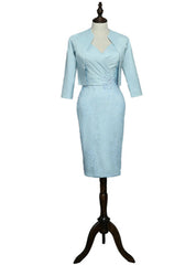 Knee Length With Jacket Blue Sheath Mother Of The Bride Dresses