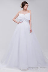 Lace Sheer Waist Long Pleated A-line Train Wedding Dresses with Half Sleeves