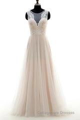 Lace Tulle A-line Floor Length Wedding Dress