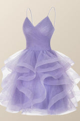 Lavender short a-line party Dresses homecoming Dresses