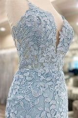 Light Blue Lace Homecoming Dress Dinner Dress Evening Short