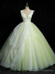 Light Green Tulle Lace Quinceanera Dress